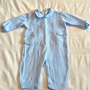 Strausburg boys size 3 months fine knit 100% cotton romper EUC